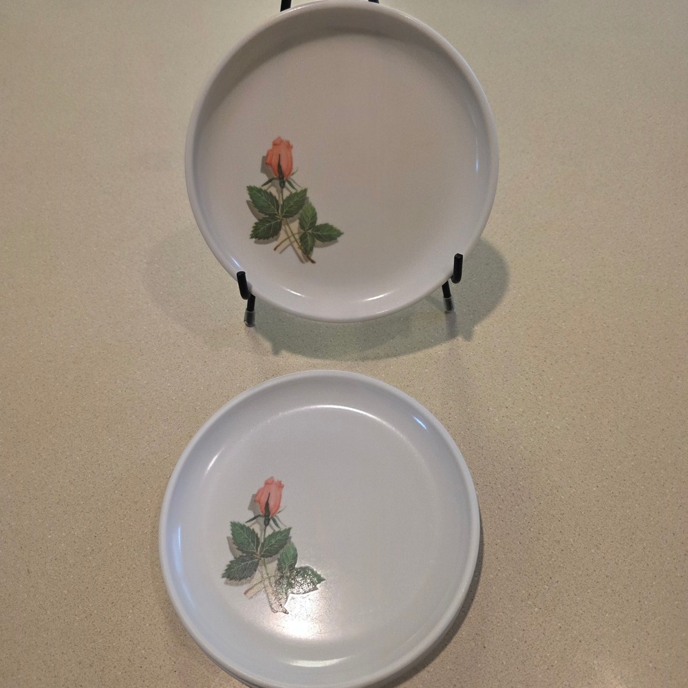 Harmony House Catalina Melmac Melamine Bread Plates 6.75" Pink Rose Bud Set of 4